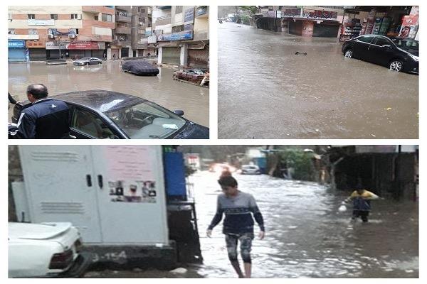 أهالي عزبة النخل بالقاهرة يستغيثون لإنقاذهم من مياه الأمطار