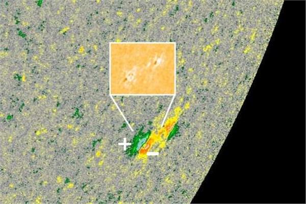 بقعة ثنائية القطب بالقرب من الطرف الجنوبي الغربي للشمس  