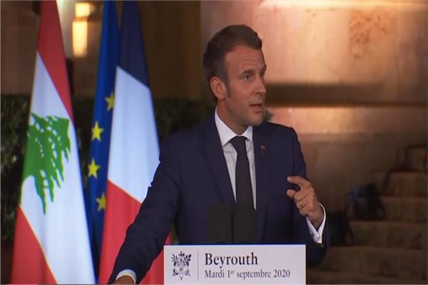 الرئيس الفرنسي خلال مؤتمر صحفي بالعاصمة اللبنانية بيروت