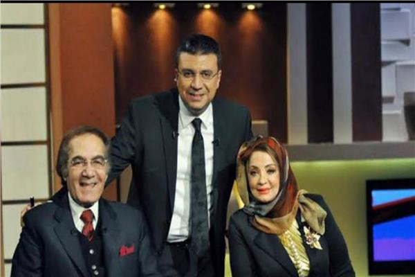 عمرو الليثي مع الفنان محمود ياسين وزوجته الفنانة شهيرة