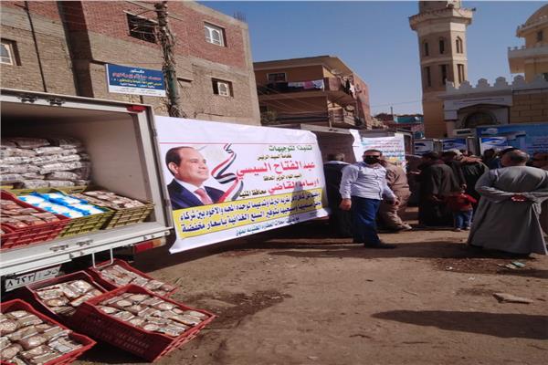 قوافل تموينية لتعزيز المواطنة بقرية البرشا بمركز ملوي