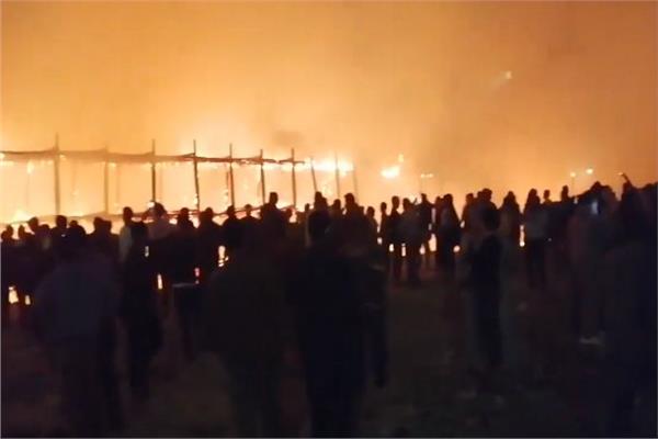  حريق ضخم في مصنع كرتون وجراج بـ«بهتيم»