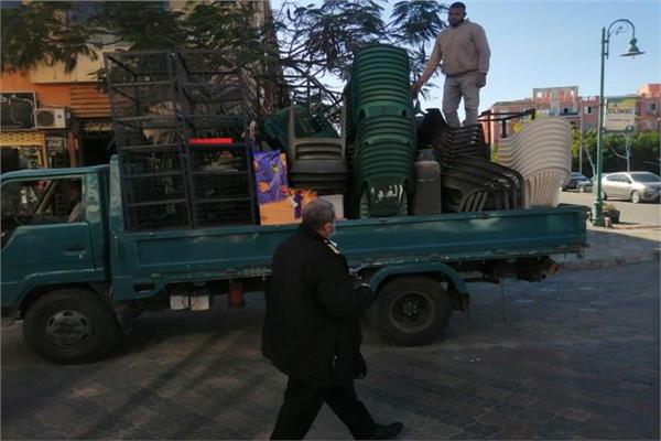 جهاز مدينة الشيخ زايد ينفذ حملة لإزالة الإشغالات 