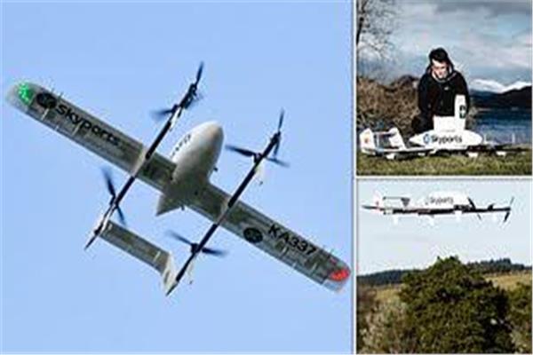 صورة الطائرات بدون طيار تنقل عينات اختبار «Covid-19» والمواد الطبية باسكتلندا