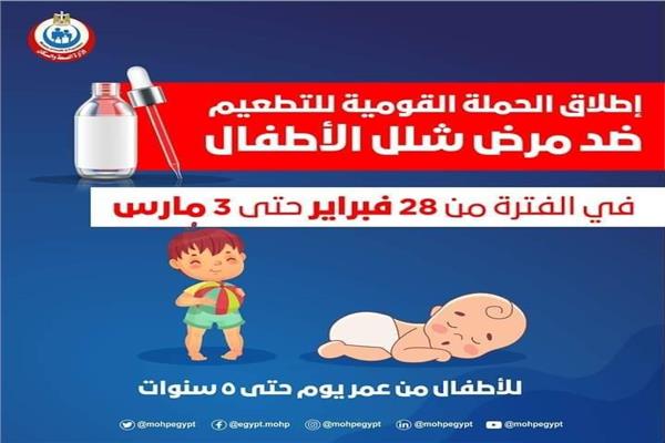 الأحد القادم انطلاق الحملة القومية للتطعيم ضد مرض شلل الأطفال بالمنوفية