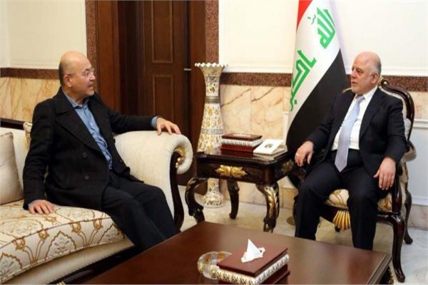  رئيس الجمهورية العراقي برهم صالح ورئيس ائتلاف النصر حيدر العبادي