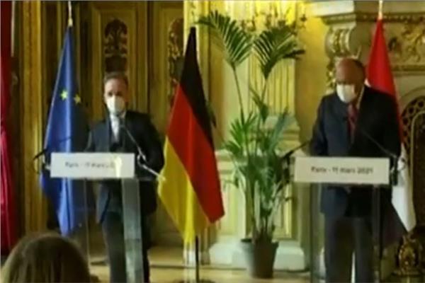 مؤتمر صحفي لوزراء خارجية مصر والأردن وفرنسا والمانيا 