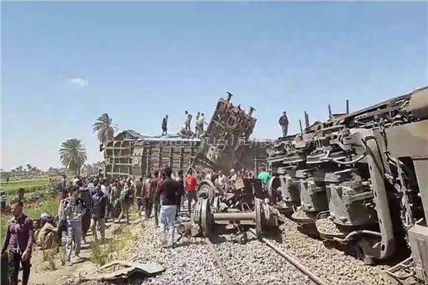 حادث تصادم قطارين بمحافطة سوهاج