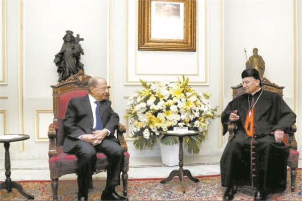 الرئيس اللبناني خلال لقائه مع البطريرك الماروني 
