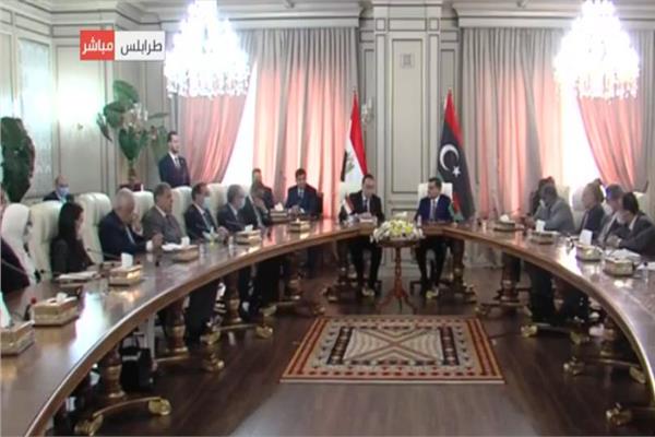رئيس مجلس الوزراء الدكتور مصطفى مدبولي خلال استقباله في ليبيا