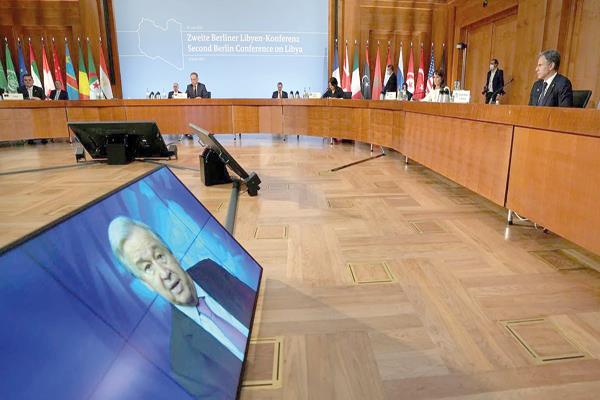  الأمين العام للأمم المتحدة أثناء القاء كلمته أمام مؤتمر برلين «٢»