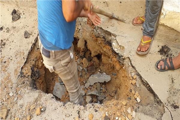 إصلاح هبوط أرضي في أبو قير بالإسكندرية