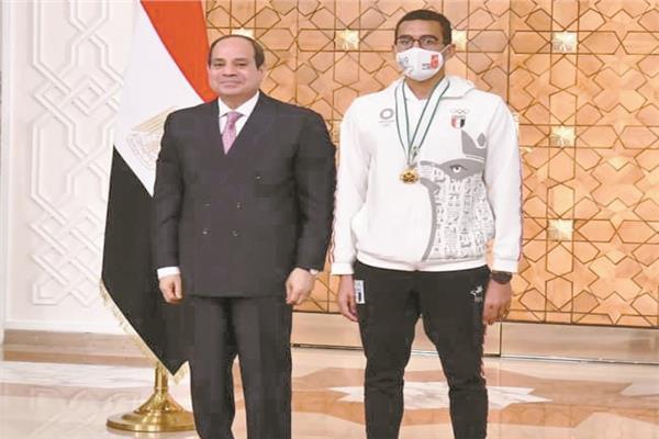 من تكريم الرئيس السيسي أبطال مصر فى دورة الألعاب الاوليمبية