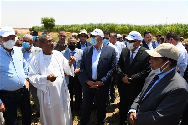 وزير الزراعة ومحافظ قنا يتفقدان حقول زراعية بنظام الرى الحديث بنجع حمادي 