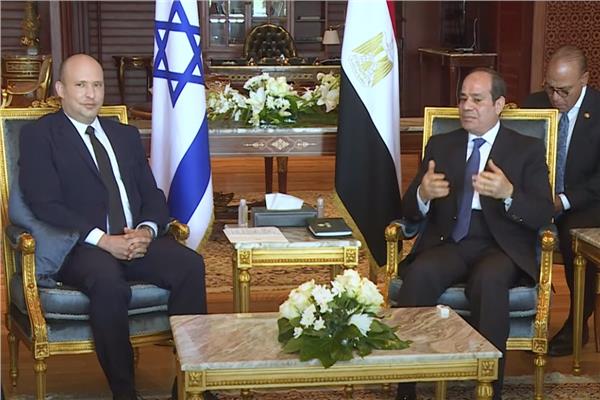 الرئيس  السيسى خلال لقاءة مع رئيس الوزراء الاسرائيلى 