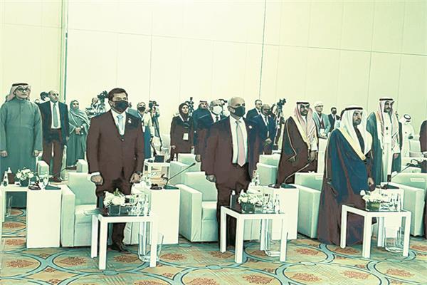 أشرف صبحى خلال مشاركته فى المؤتمر بالسعودية 