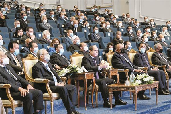 الرئيس عبدالفتاح السيسى خلال حديثه فى جلسة نقاشية «حقوق الإنسان الحاضر والمستقبل»