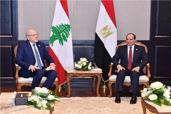 الرئيس السيسي خلال لقائه برئيس الحكومة اللبنانية