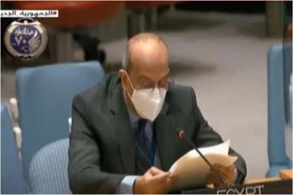  السفير أسامة عبد الخالق  مندوب مصر بجلسة مجلس الأمن