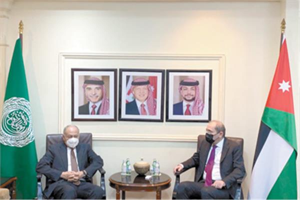 أحمد أبو الغيط خلال جلسة محادثاته مع وزير خارجية الأردن