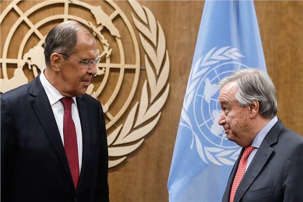 الأمين العام للأمم المتحدة، أنطونيو جوتيريش ووزير خارجية روسيا سيرجي لافروف