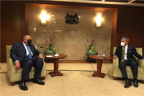 وزير الخارجية يلتقي نظيره السنغافوري لبحث عدد من القضايا الإقليمية