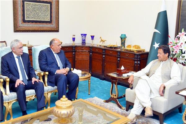  شكري‬⁩ يلتقي رئيس الوزراء الباكستاني يسلمه رسالة من الرئيس  السيسي     ‏  