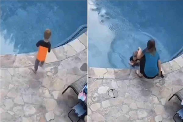  إنقاذ طفل من الغرق في حمام السباحة