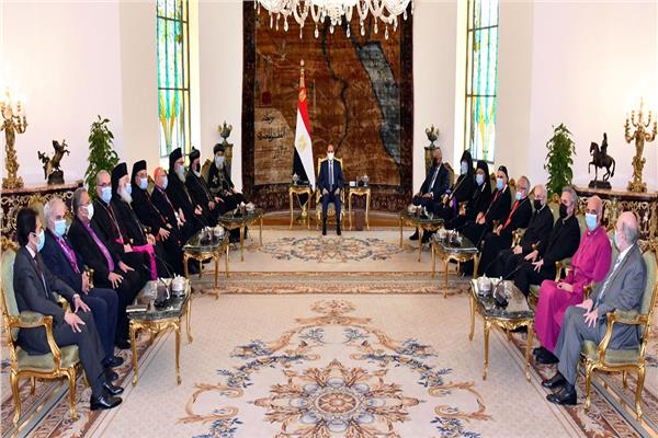 الرئيس السيسي خلال لقاء وفد رؤساء الكنائس