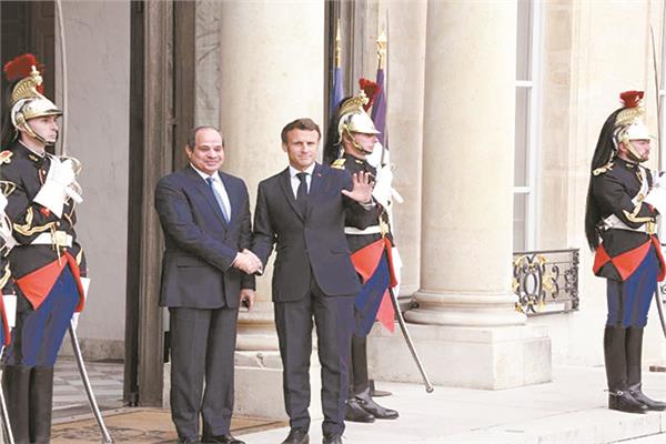 الرئيس الفرنسى إيمانويل ماكرون خلال استقباله للرئيس عبد الفتاح السيسى
