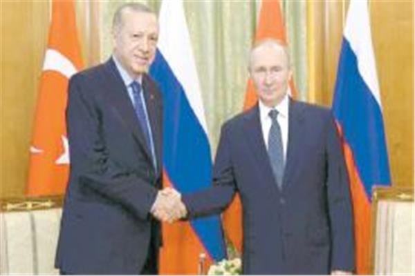 الرئيس الروسى فلاديمير بوتين ونظيره التركى رجب طيب أردوغان