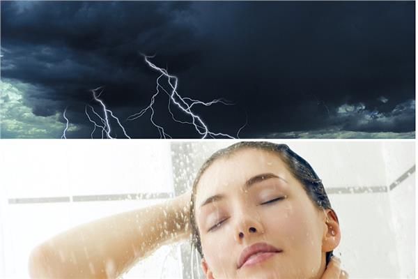 الاستحمام والعواصف الرعدية