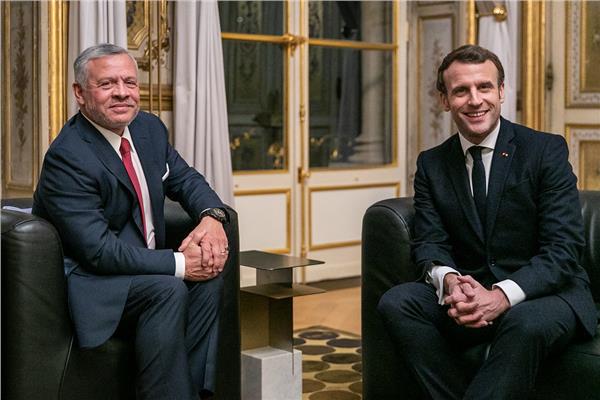 العاهل الأردنى الملك عبدالله الثانى والرئيس الفرنسي إيمانويل ماكرون
