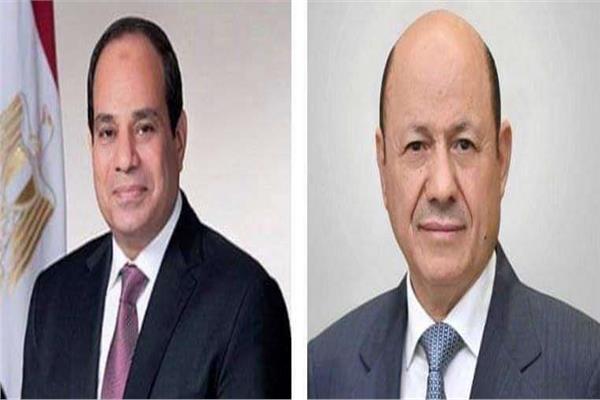 الرئيس عبد الفتاح السيسي و رئيس مجلس القيادة الرئاسي اليمني 