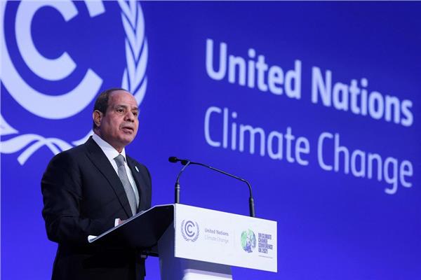 الرئيس عبد الفتاح السيسي أثناء مشاركته في قمة المناخ 26