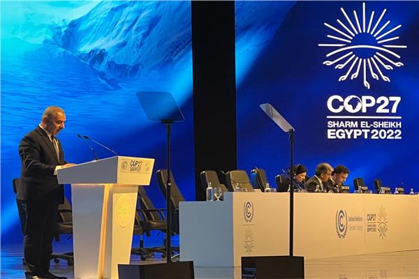 رئيس الوزراء الفلسطيني محمد أشتية خلال كلمته في مؤتمر المناخ مصر 2022