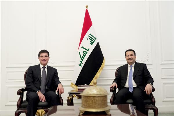 رئيس ‏وزراء العراق محمد شياع السوداني ورئيس اقليم كردستان نيجيرفان بارزاني