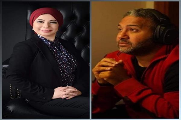 الإعلامية نسرين أسامة أنور عكاشة مع المخرج رؤوف عبد العزيز 