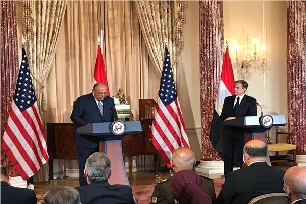  مؤتمر صحفى مشترك بين وزيرى الخارجية المصري والأمريكي
