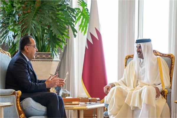 الشيخ تميم بن حمد أمير قطر يستقبل رئيس الوزراء د. مصطفى مدبولي