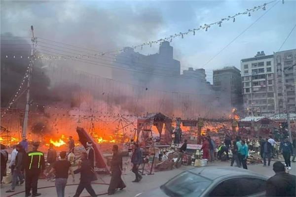 حريق شادر لبيع فوانيس رمضان