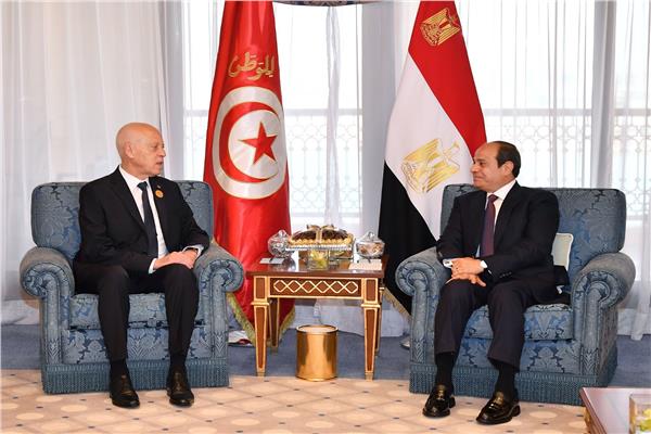  الرئيس السيسي خلال لقائه بنظيره التونسي