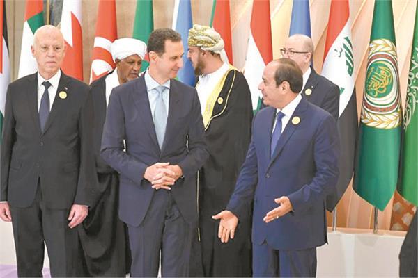 الرئيس السيسي وبشار الأسد رئيس سوريا