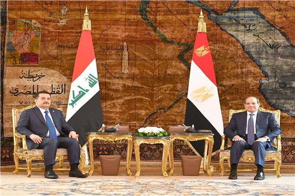 الرئيس السيسي خلال لقائه رئيس وزراء العراق