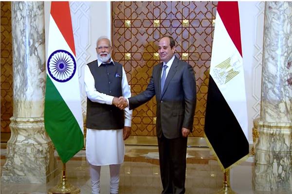 الرئيس السيسي يستقبل رئيس وزراء الهند بقصر الاتحادية