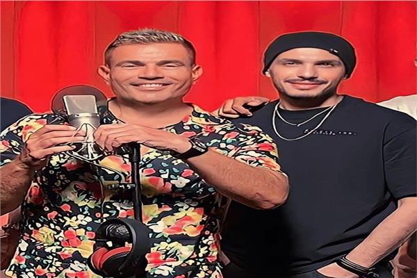 الموزع الموسيقي أحمد إبراهيم مع عمرو دياب