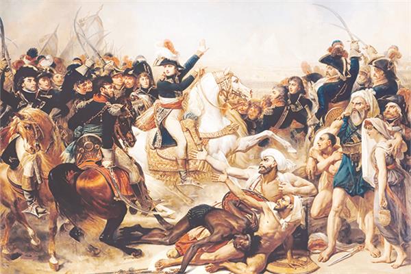 نابليون في معركة الأهرام كما صورها فنانو الحملة