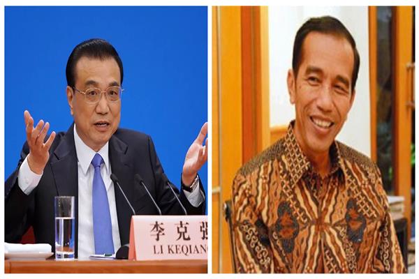  الرئيس الإندونيسي جوكو ويدودو ورئيس الوزراء الصيني لي تشان