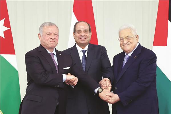 الرئيس محمود عباس - الرئيس السيسي - الملك عبد الله الثاني بن الحسين