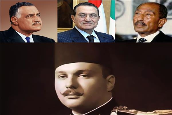 الملك فاروق - السادات - حسني مبارك - جمال عبد الناصر